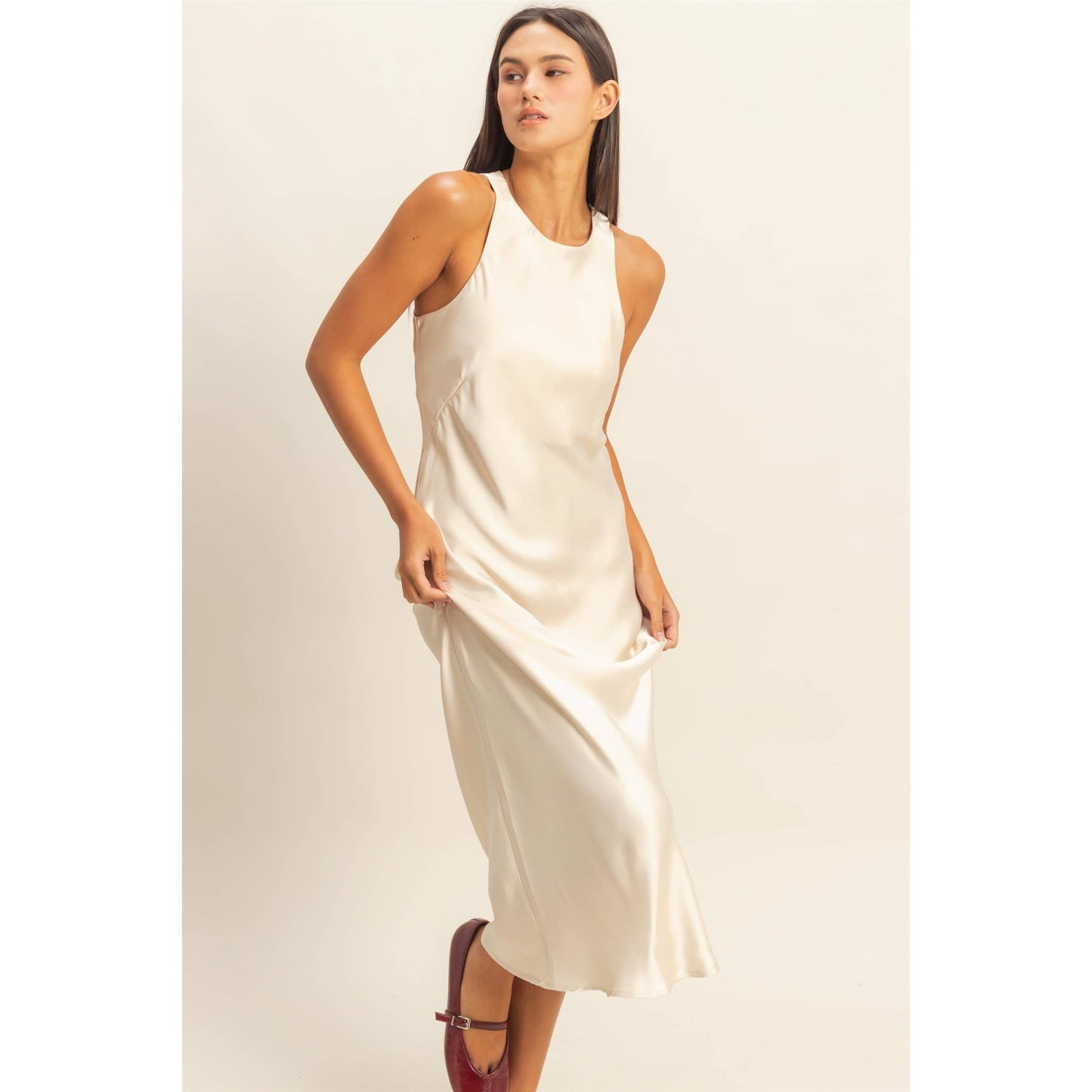 Alpaca Satin Midi Dress