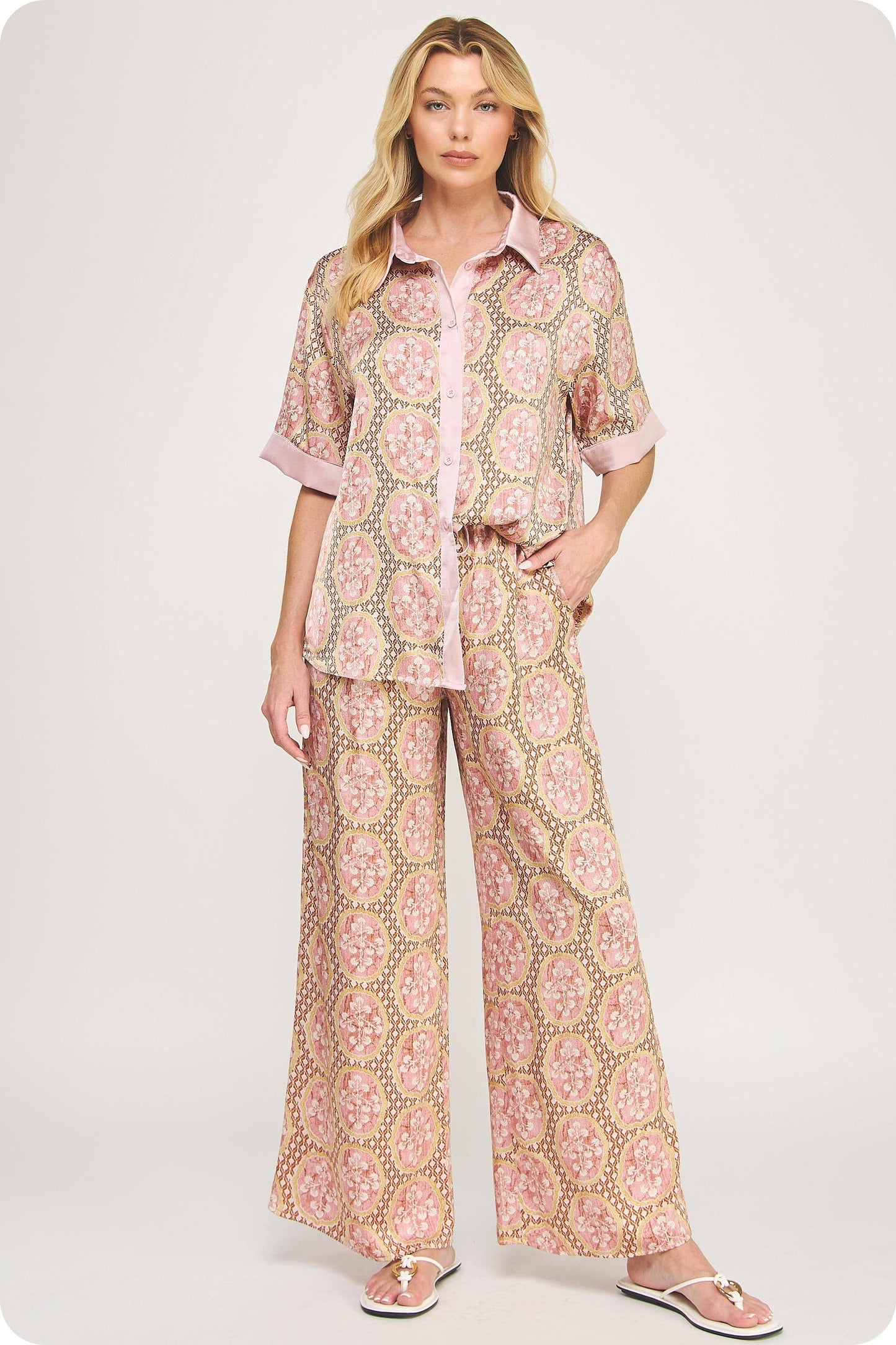 Venetian Satin Print Pant