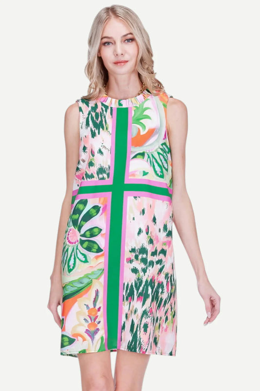 Patchwork Gardens Mini Dress