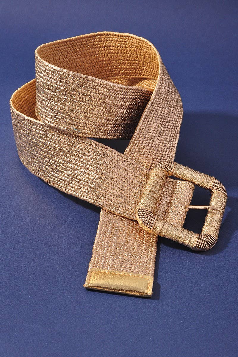 Square Buckle Shine Belt - 2 Colors