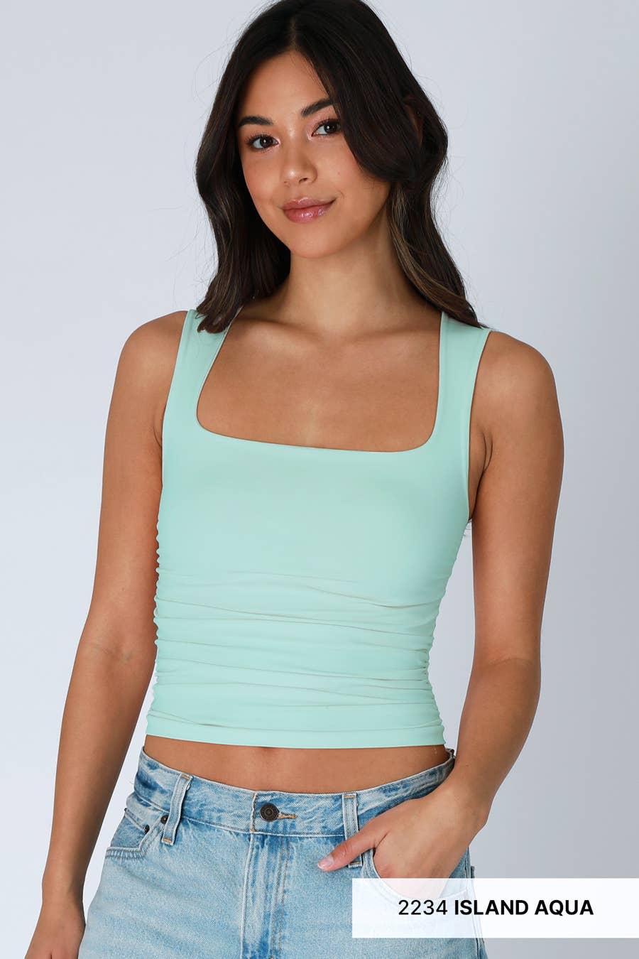 Clean Line Square Shirred Top- Multiple Colors