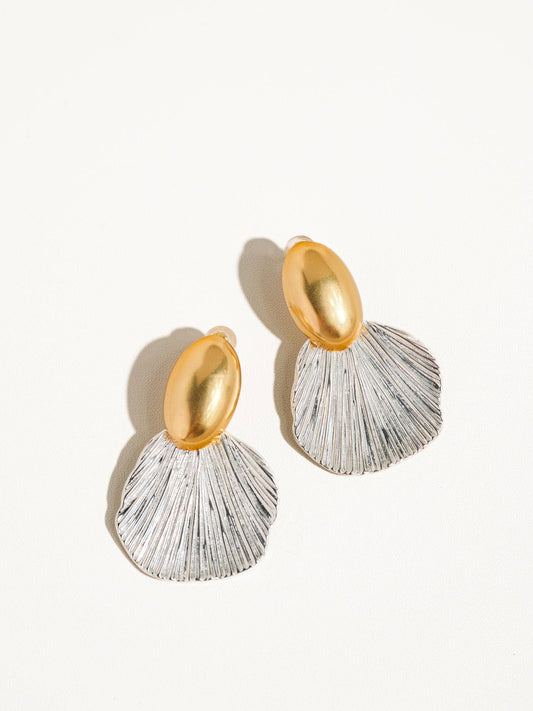 Giselle 18K Vintage Gold Dipped Shell Earrings: Silver