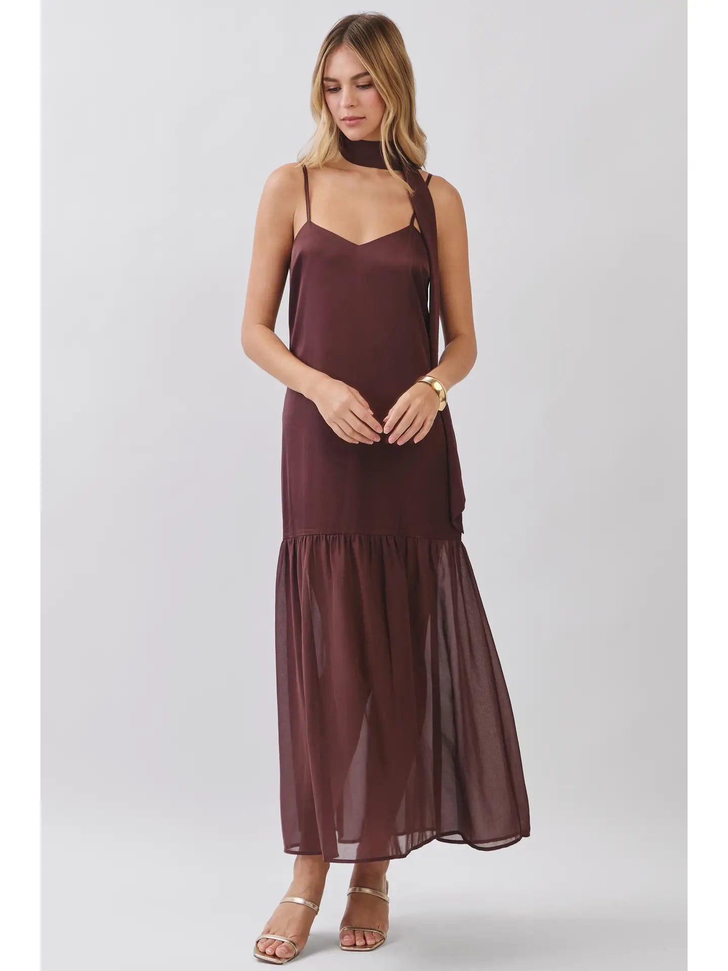 Espresso Sheer Panel Maxi
