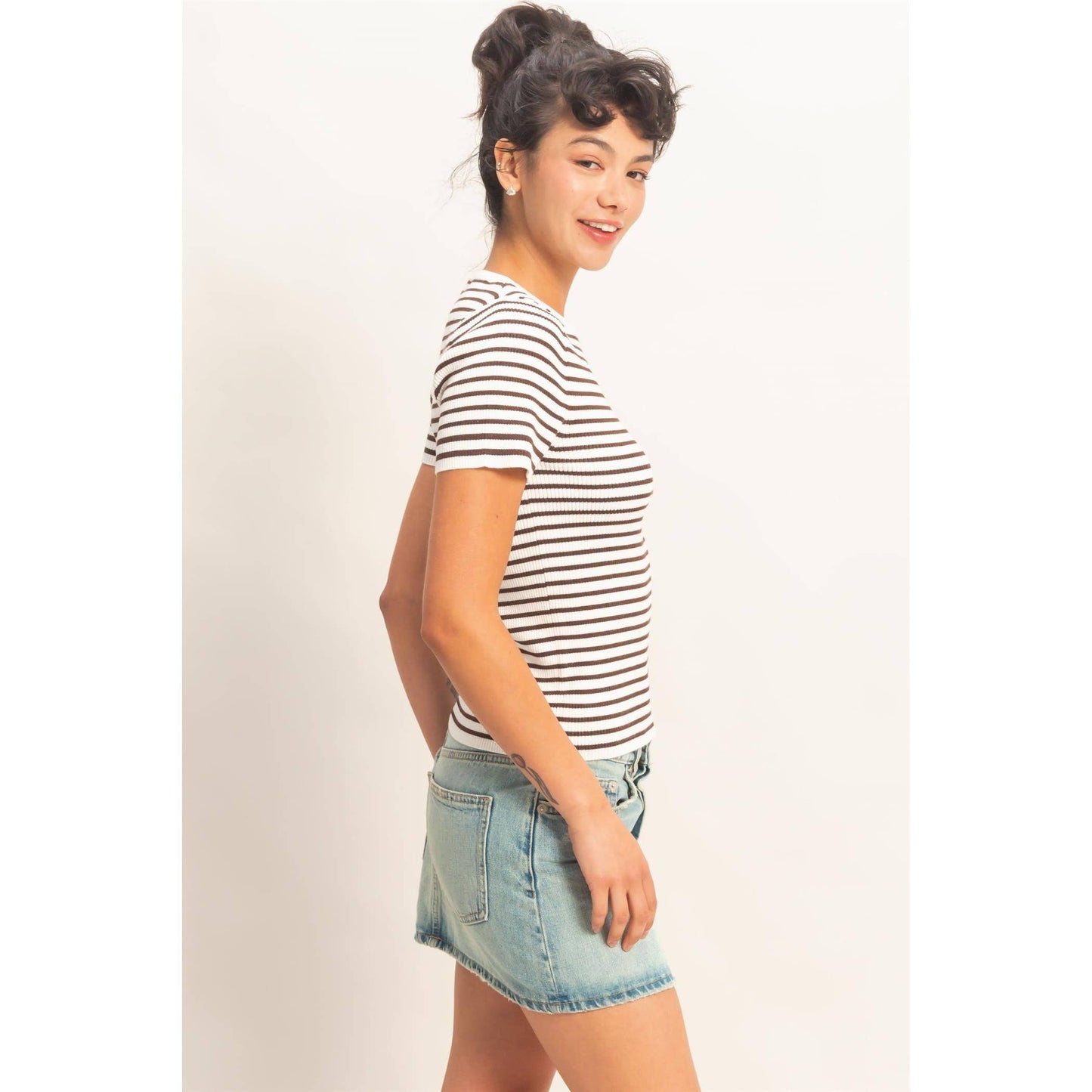 Ribbed Stripe Tee - 2 Colors