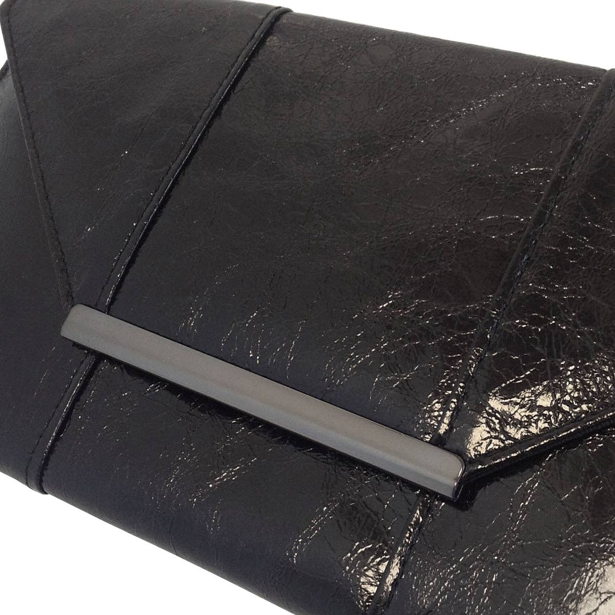 Crushed Metallic Evening Clutch: BLACK