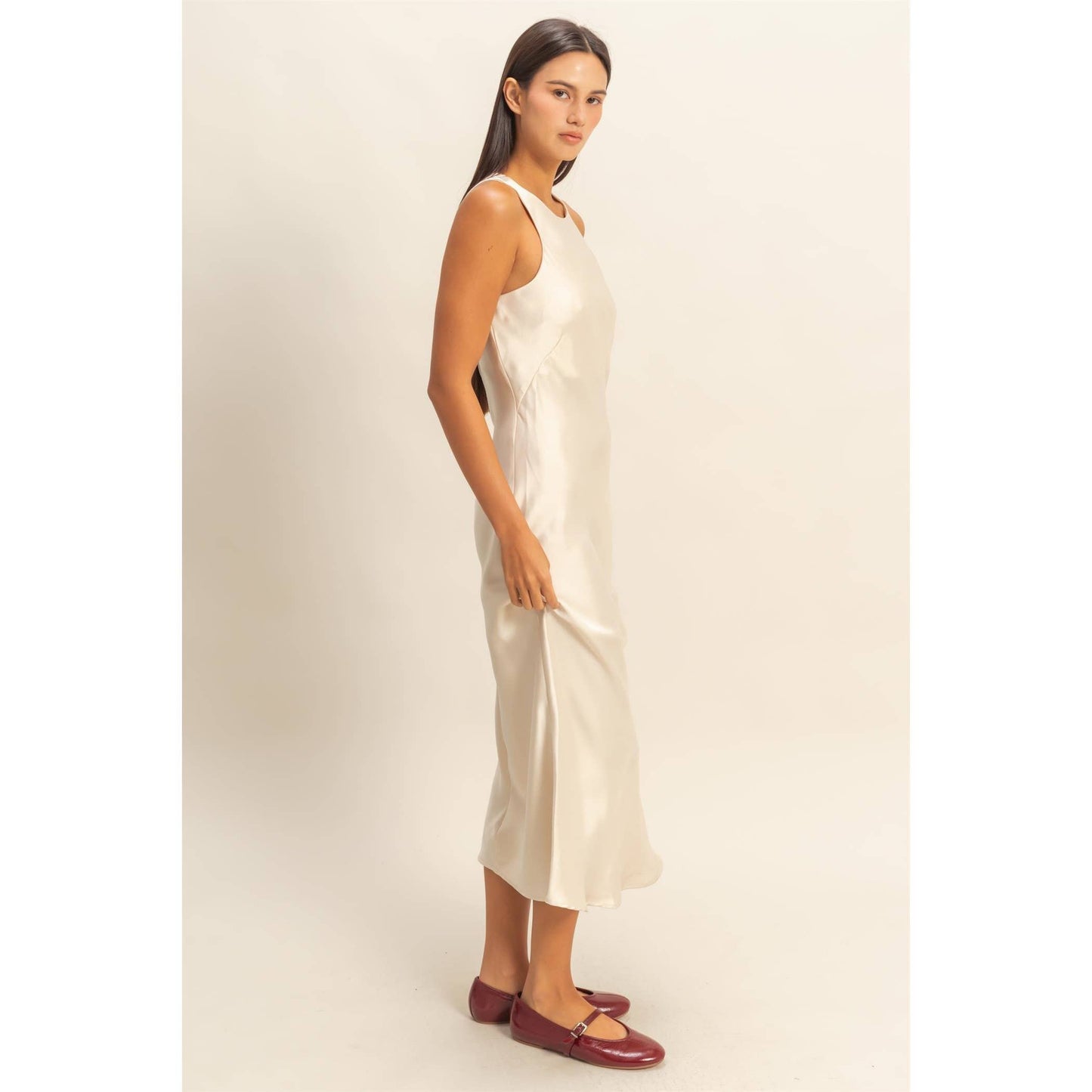 Alpaca Satin Midi Dress