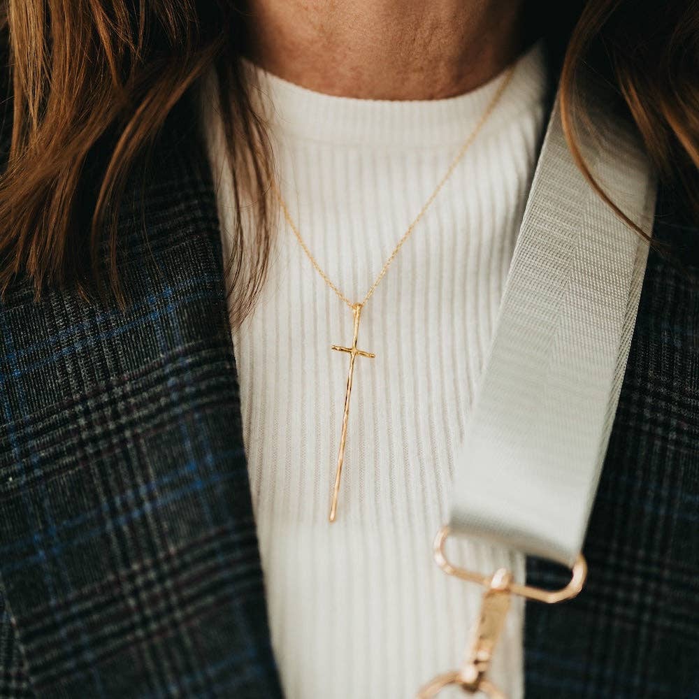 Modern Cross Necklace - WATERPROOF: Gold
