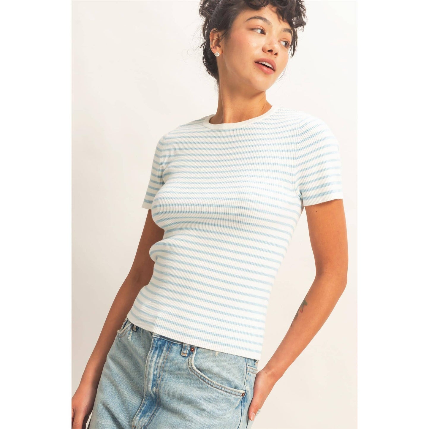 Ribbed Stripe Tee - 2 Colors