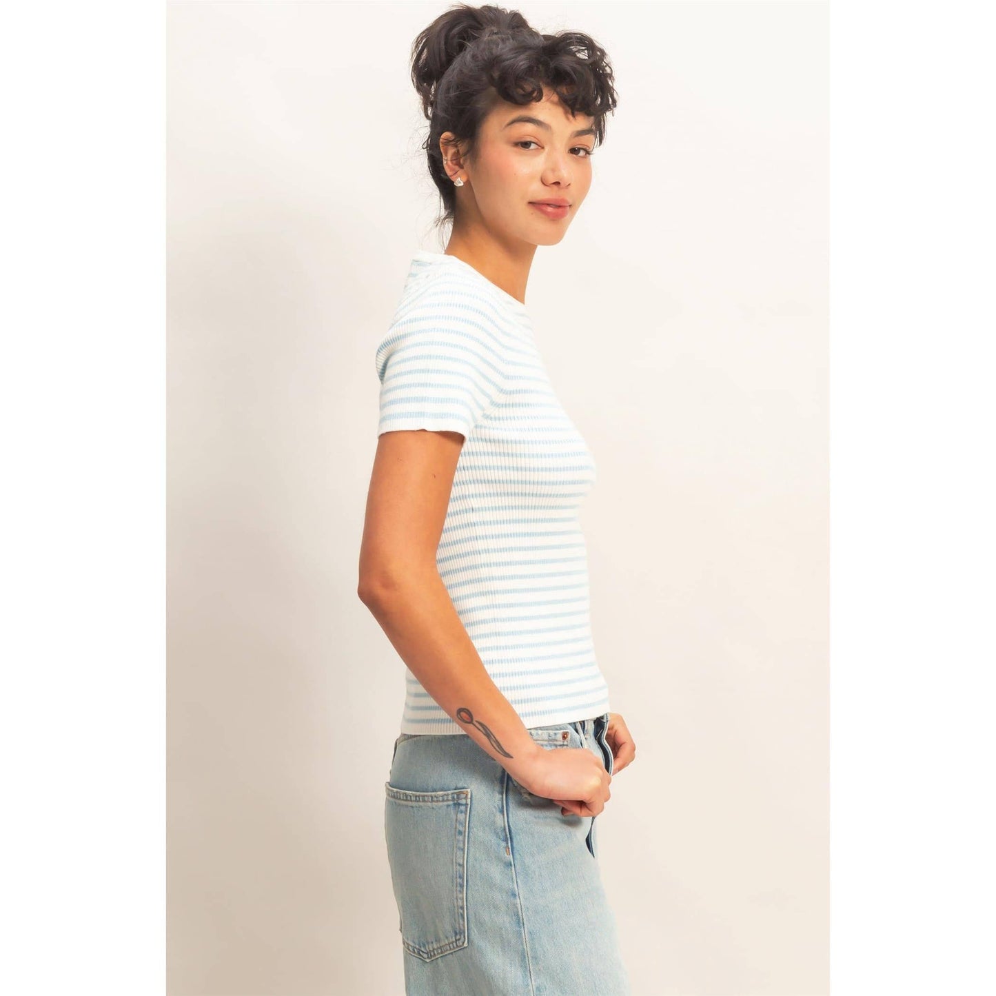 Ribbed Stripe Tee - 2 Colors