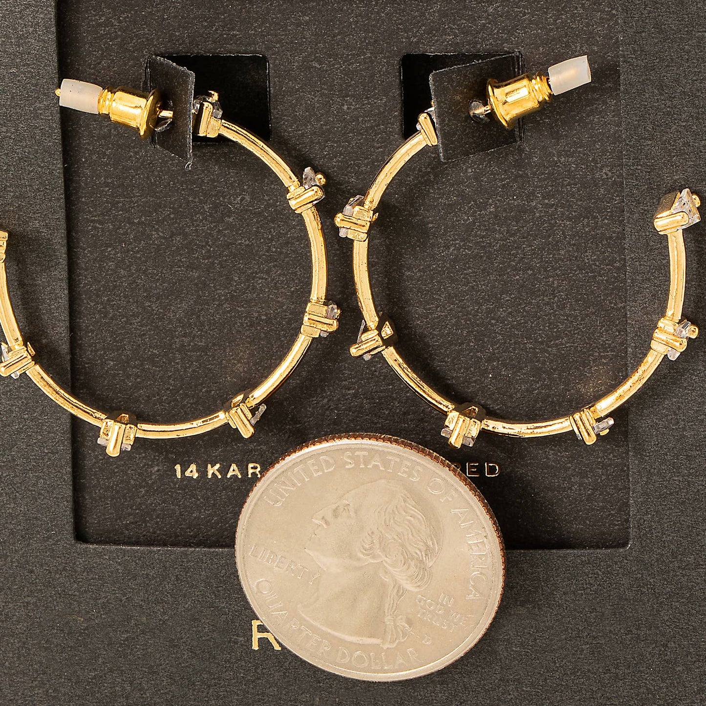 Baguette Studs Hoop Earrings