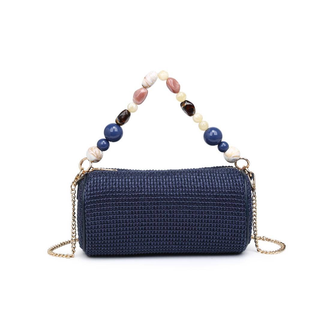 Rachel - Straw Clutch: Navy