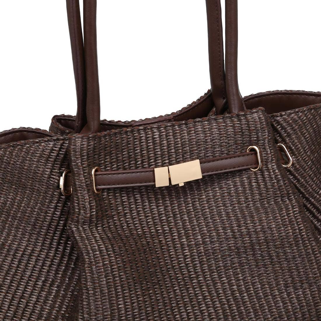 Kaia - Straw Tote: Natural Black
