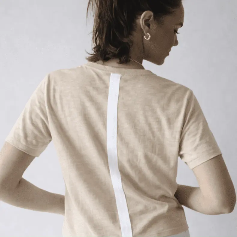 Relaxed Crew in Oyster with White Stripe - Short Sleeve: M