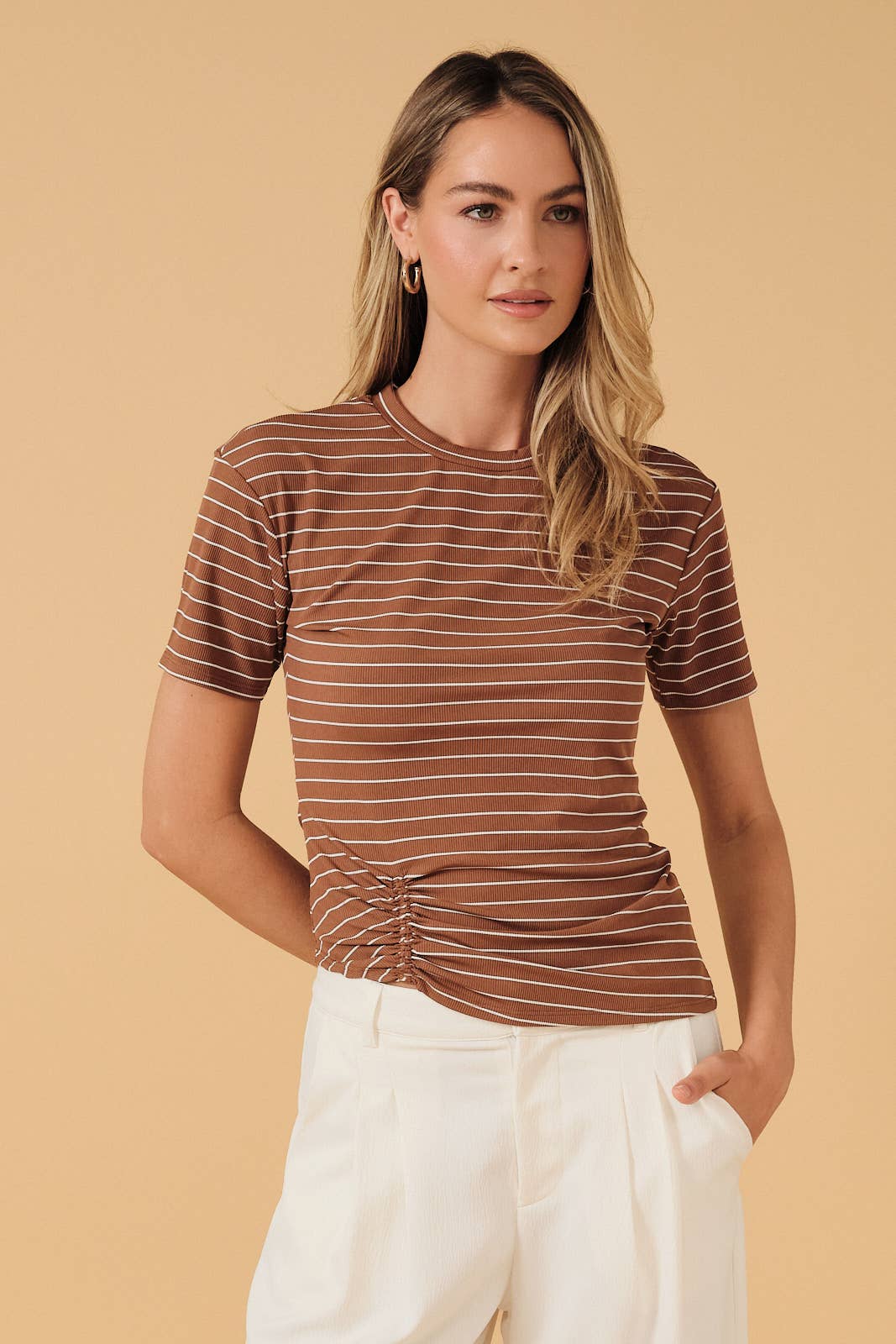 Ruched Crew Neck Tee