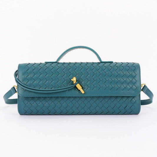 Teal Woven Leather Handbag