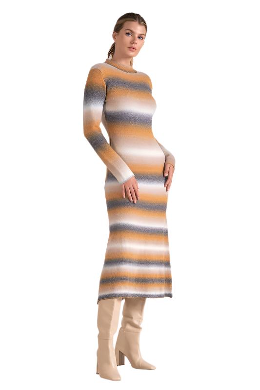 Monica Striped Maxi Dress - Orange
