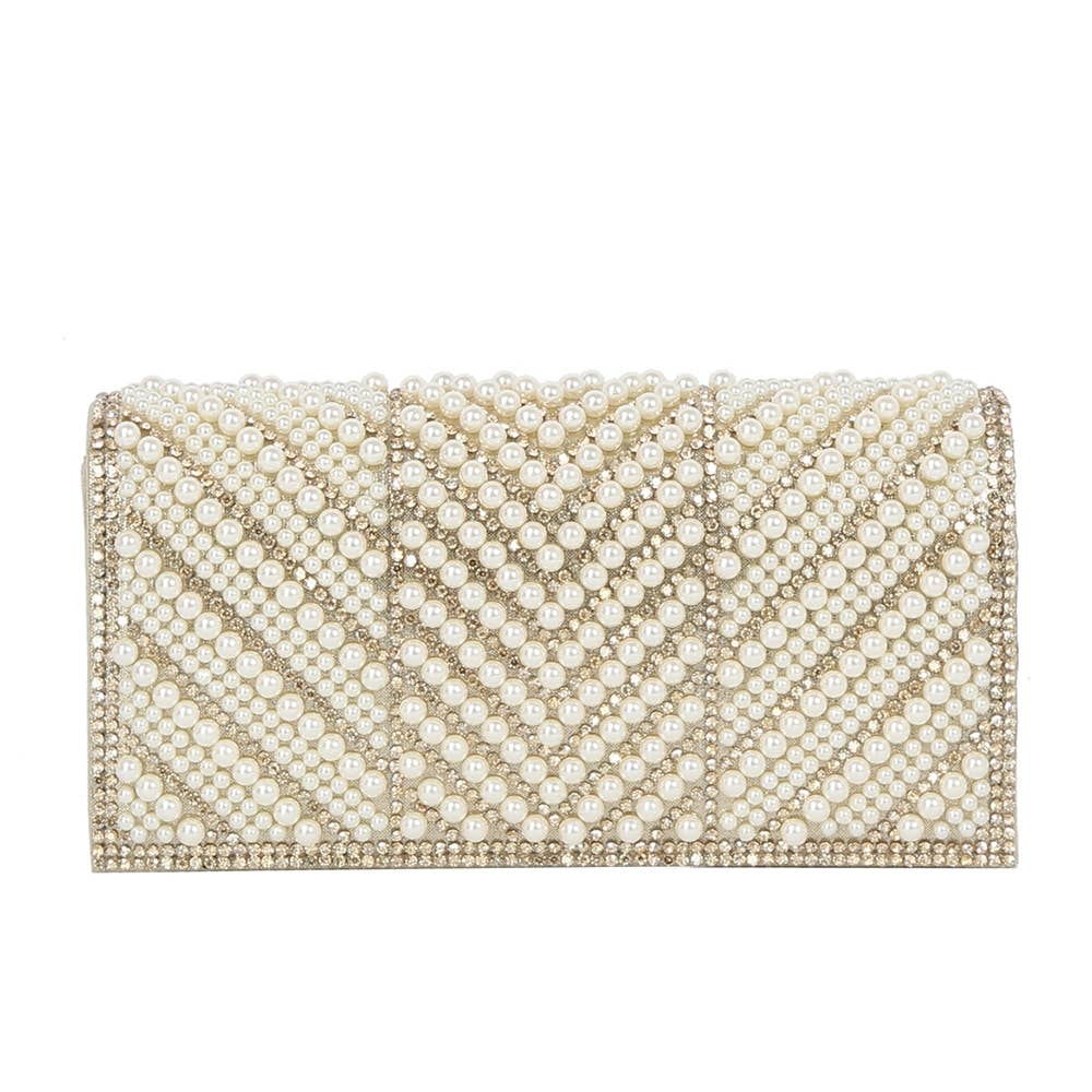 Pearl Chevron Pattern Clutch