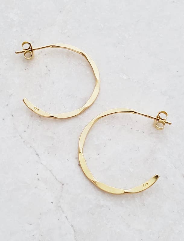 Gold Hammered Hoops Earrings