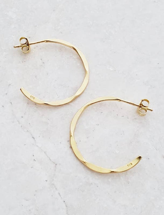 Gold Hammered Hoops Earrings