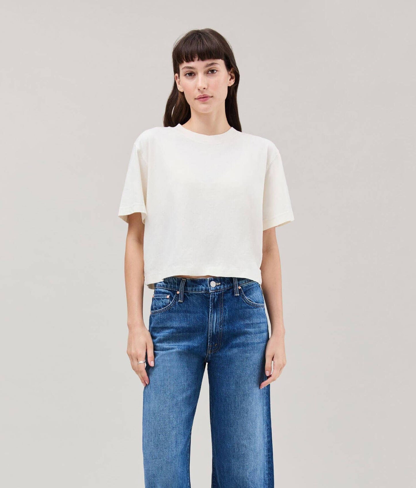 Relaxed Crop Tee - Bone