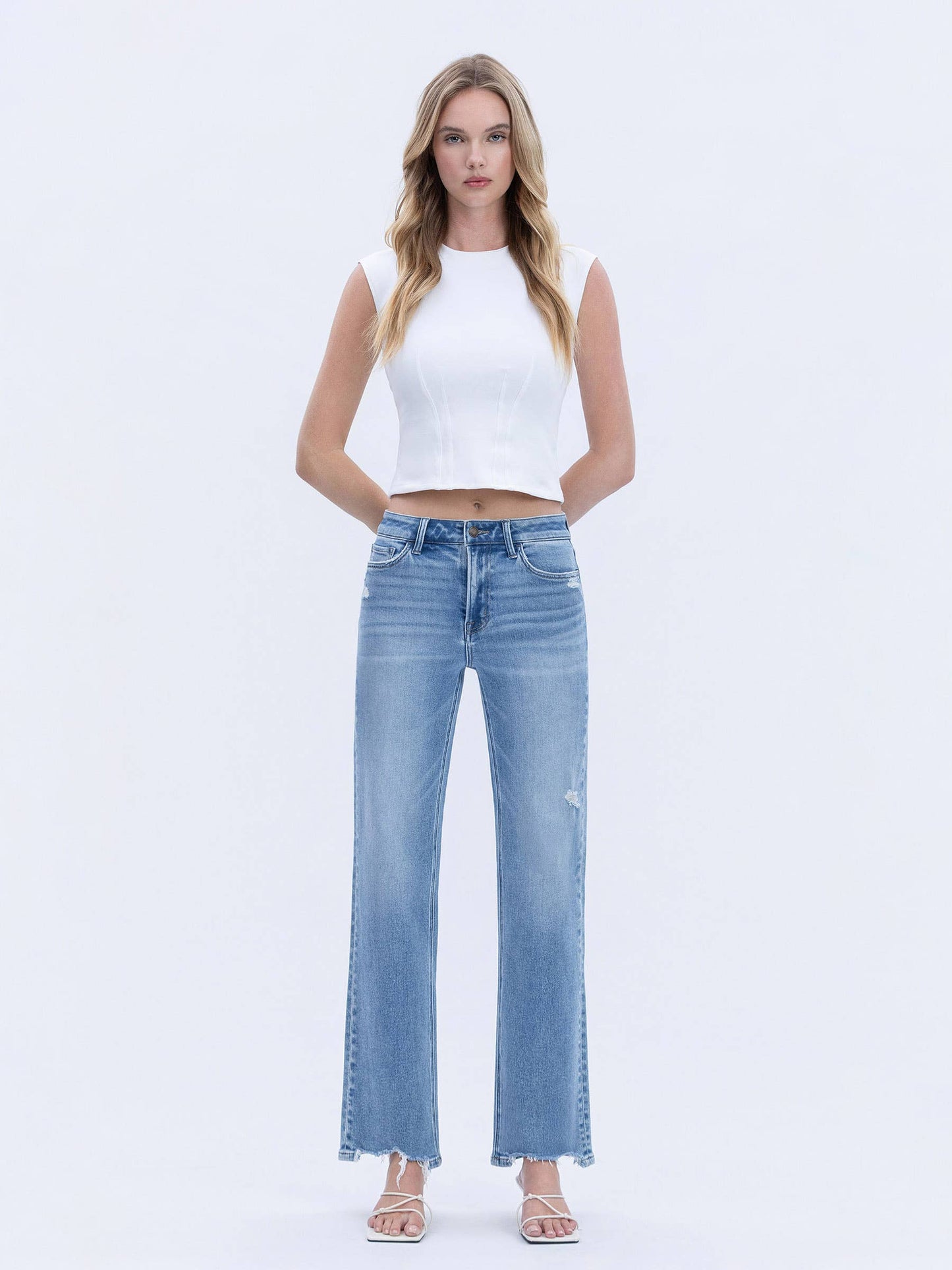 High Rise Slim Wide Denim