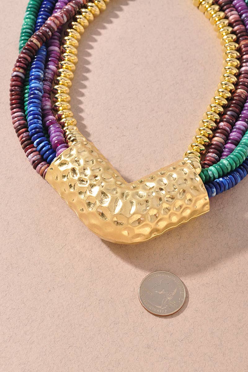 Pendant Multi Strand Necklace - Colorful