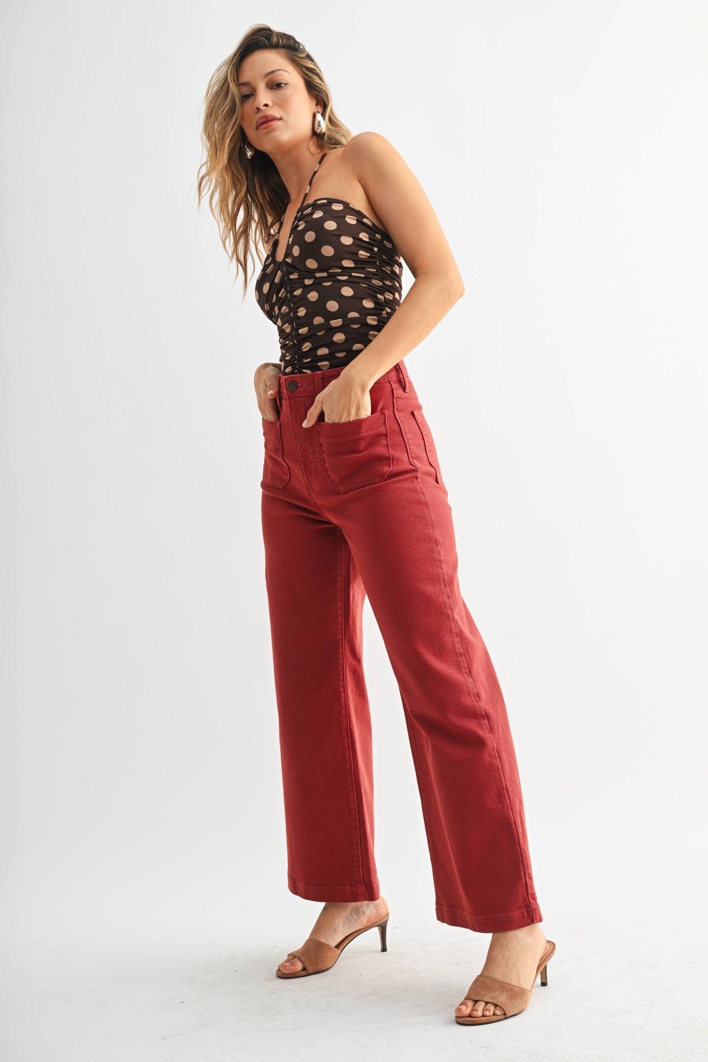 Patch Pocket Burgundy Denim