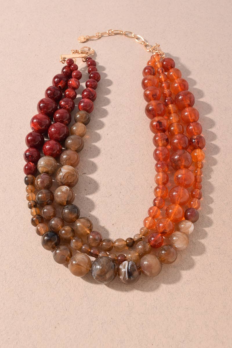 Marbled Resin Beaded Necklace - 2 Colors