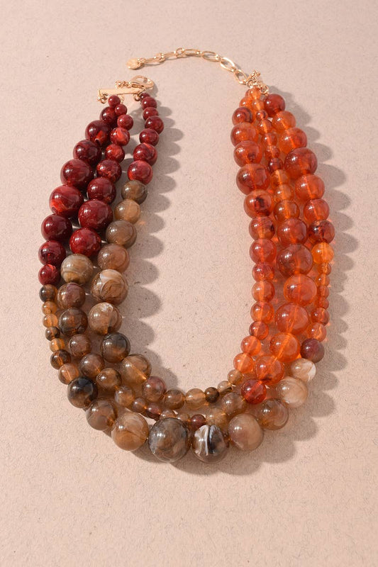 Marbled Resin Beaded Necklace - 2 Colors