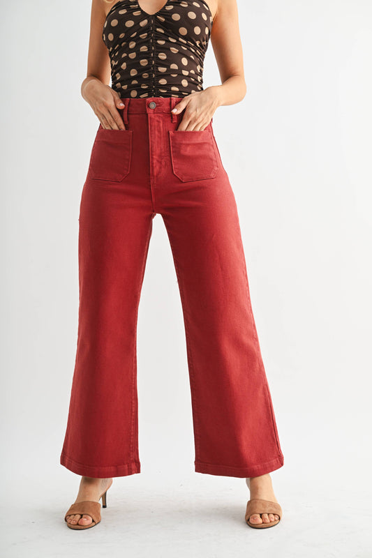 Patch Pocket Burgundy Denim
