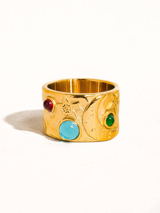 Vintage Stone Ring: Multi-Colored
