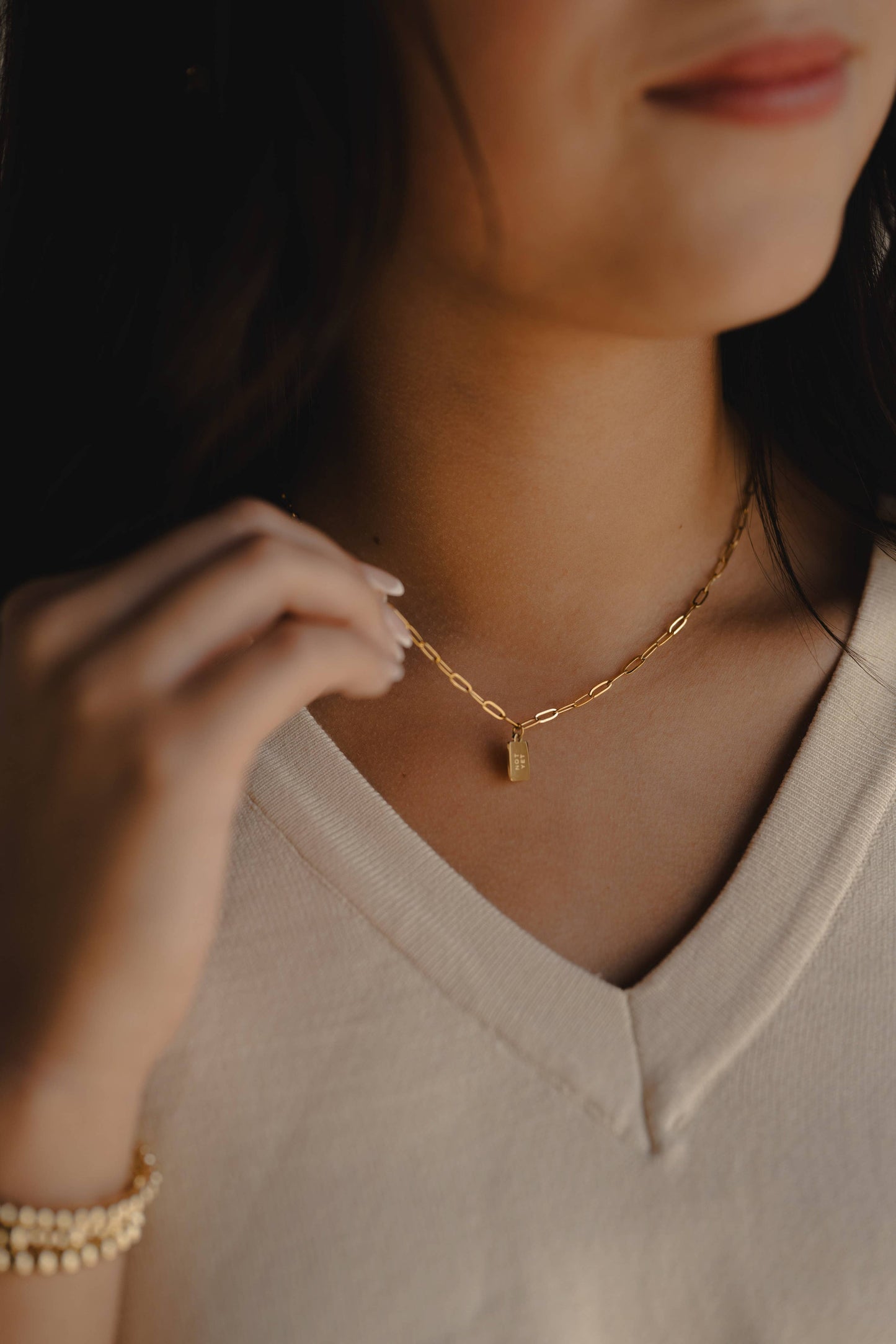 Not Yet Mini Tag Necklace