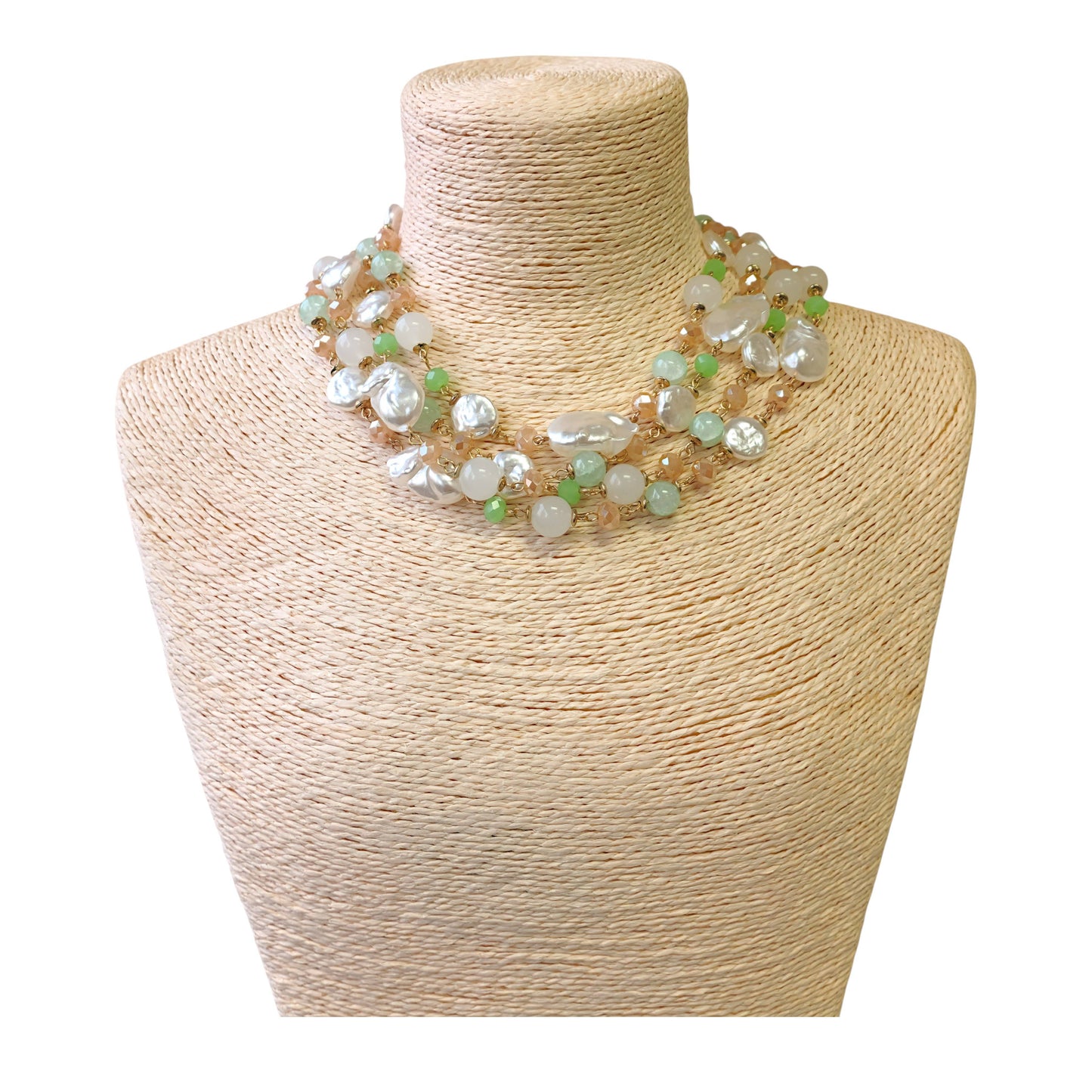 Pastel Beaded Pearl Collar