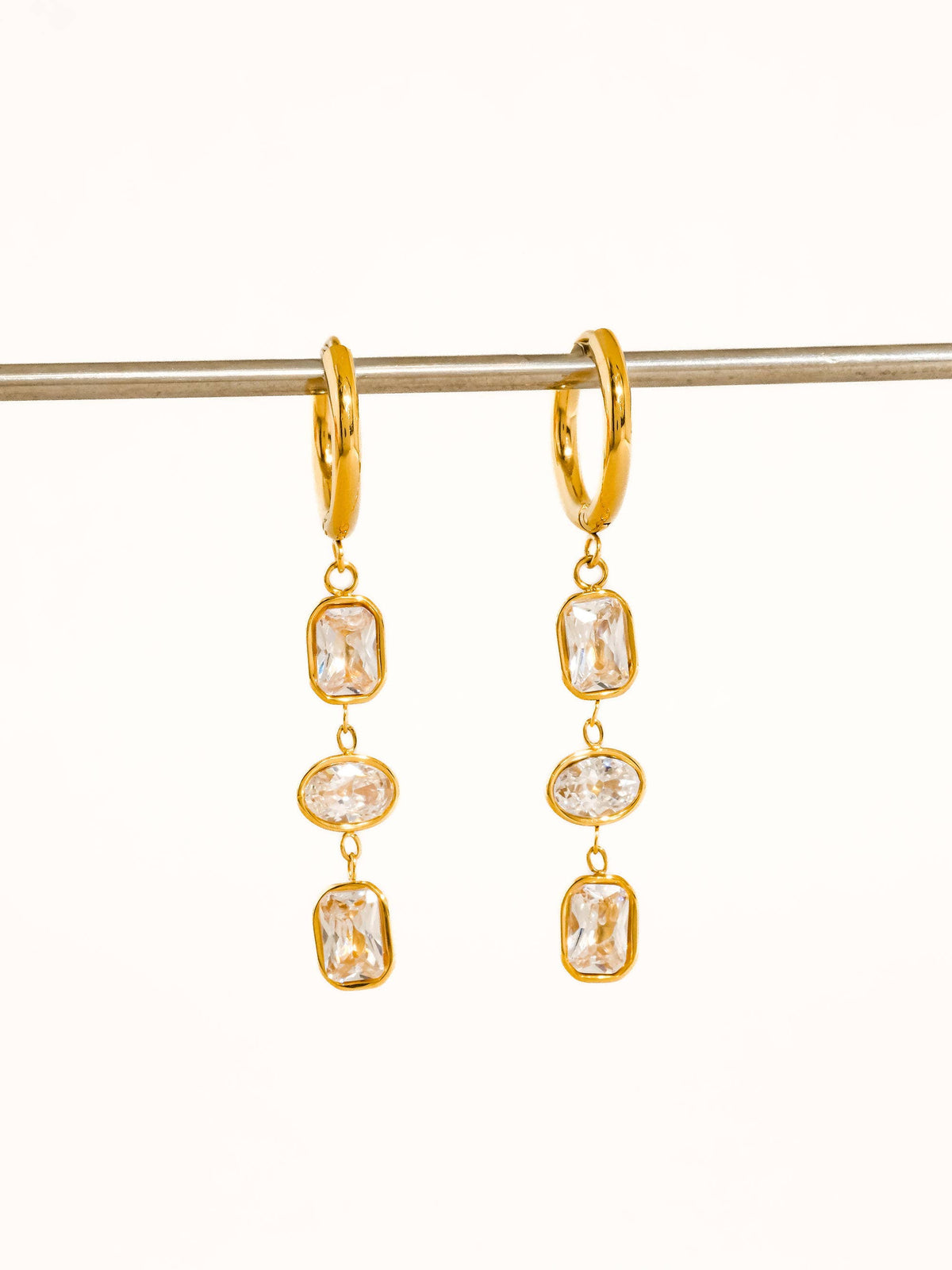 Sunniva 18K Gold Non-Tarnish Triple Drop Earrings