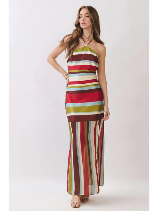 Lined Up Satin Maxi