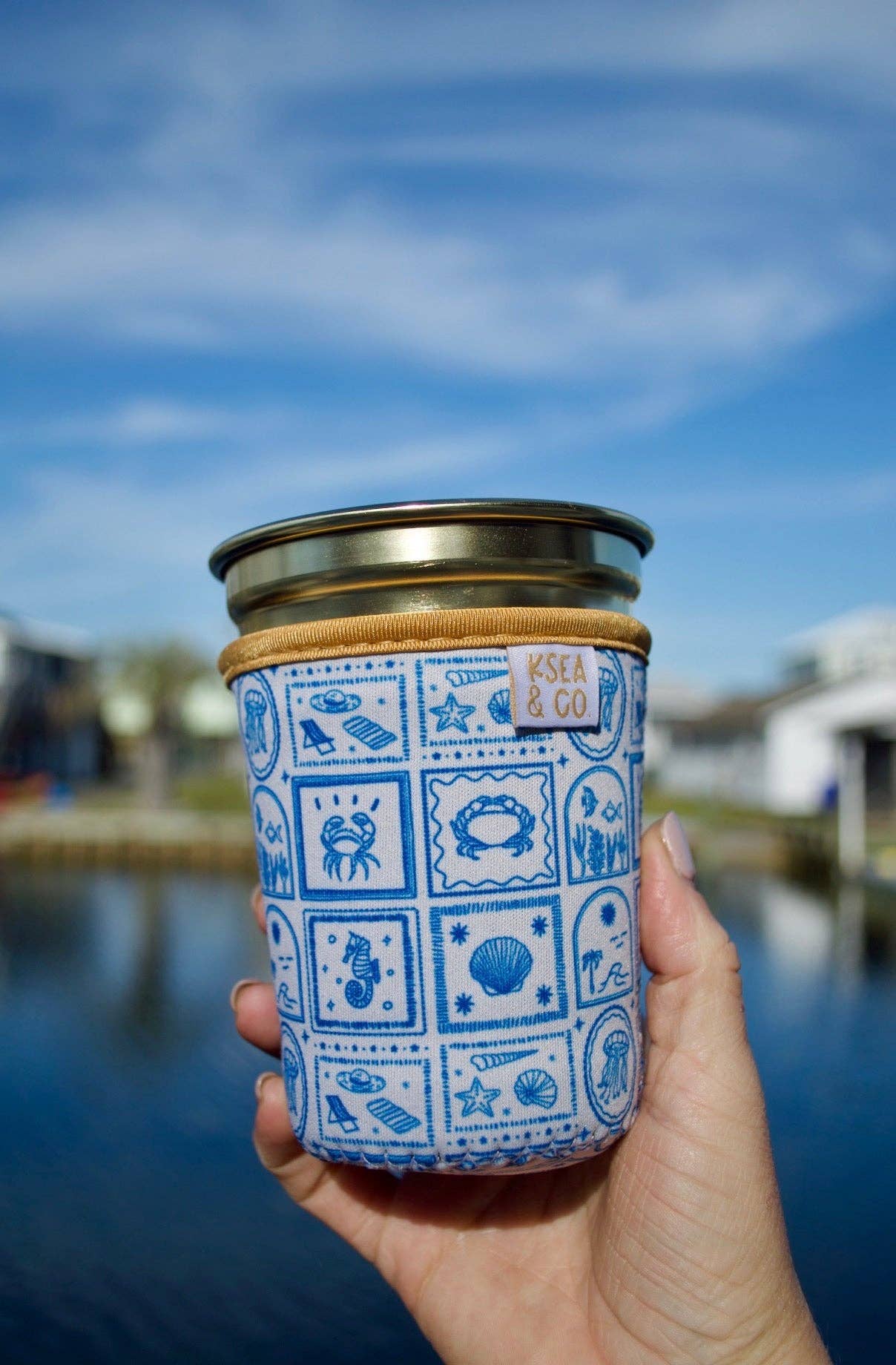 Cobalt Coast Iced Coffee Drink Sleeve: Large