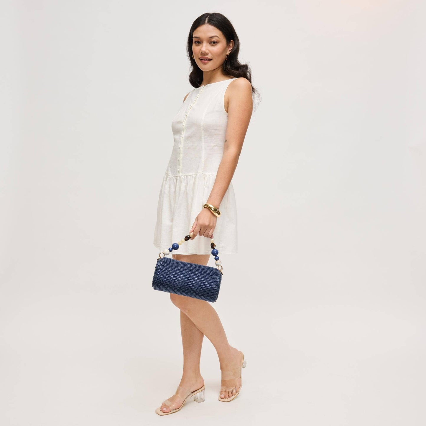 Rachel - Straw Clutch: Navy