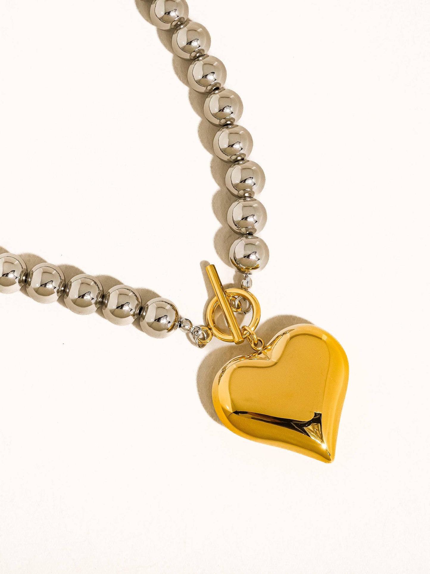 Raissa 18K Gold Non-Tarnish Two Tone Heart Necklace: