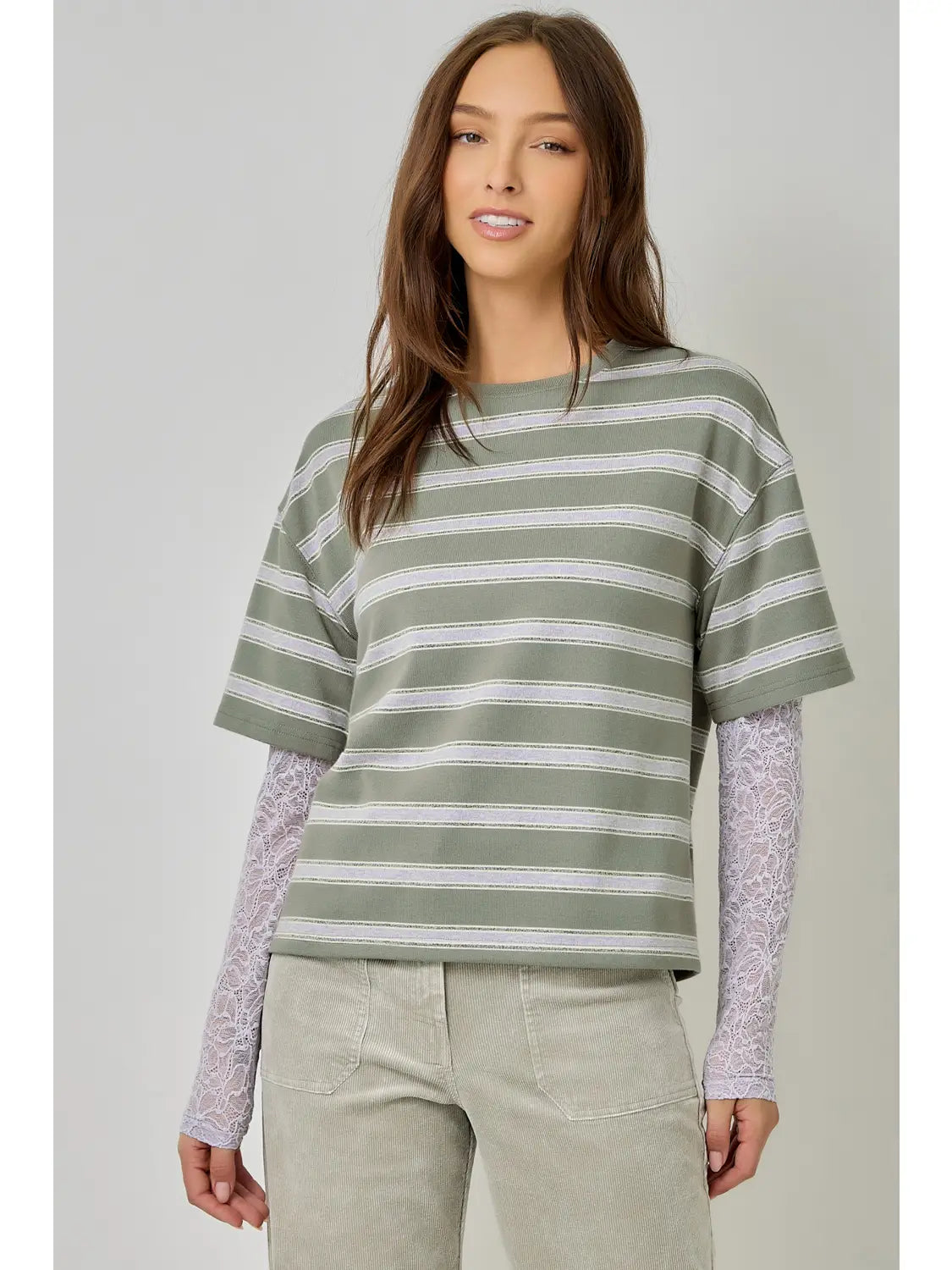 Striped Lace Combo Tee