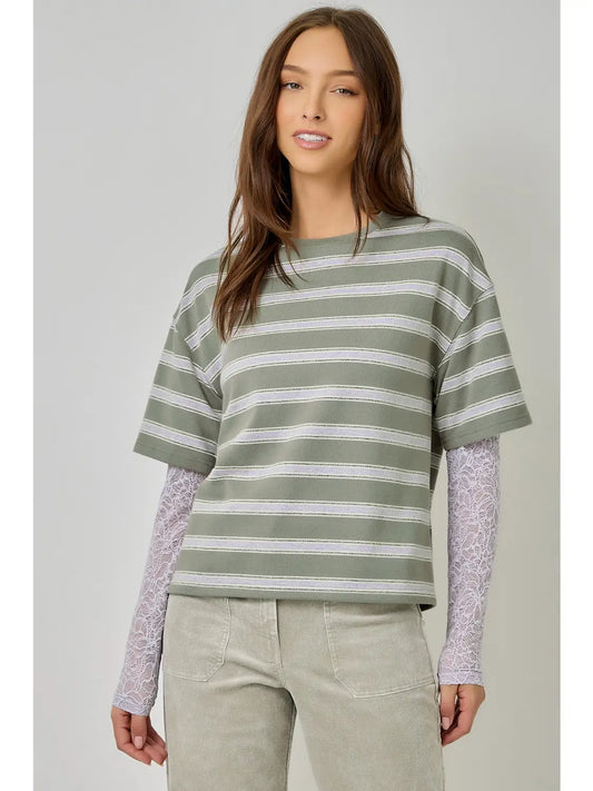 Striped Lace Combo Tee