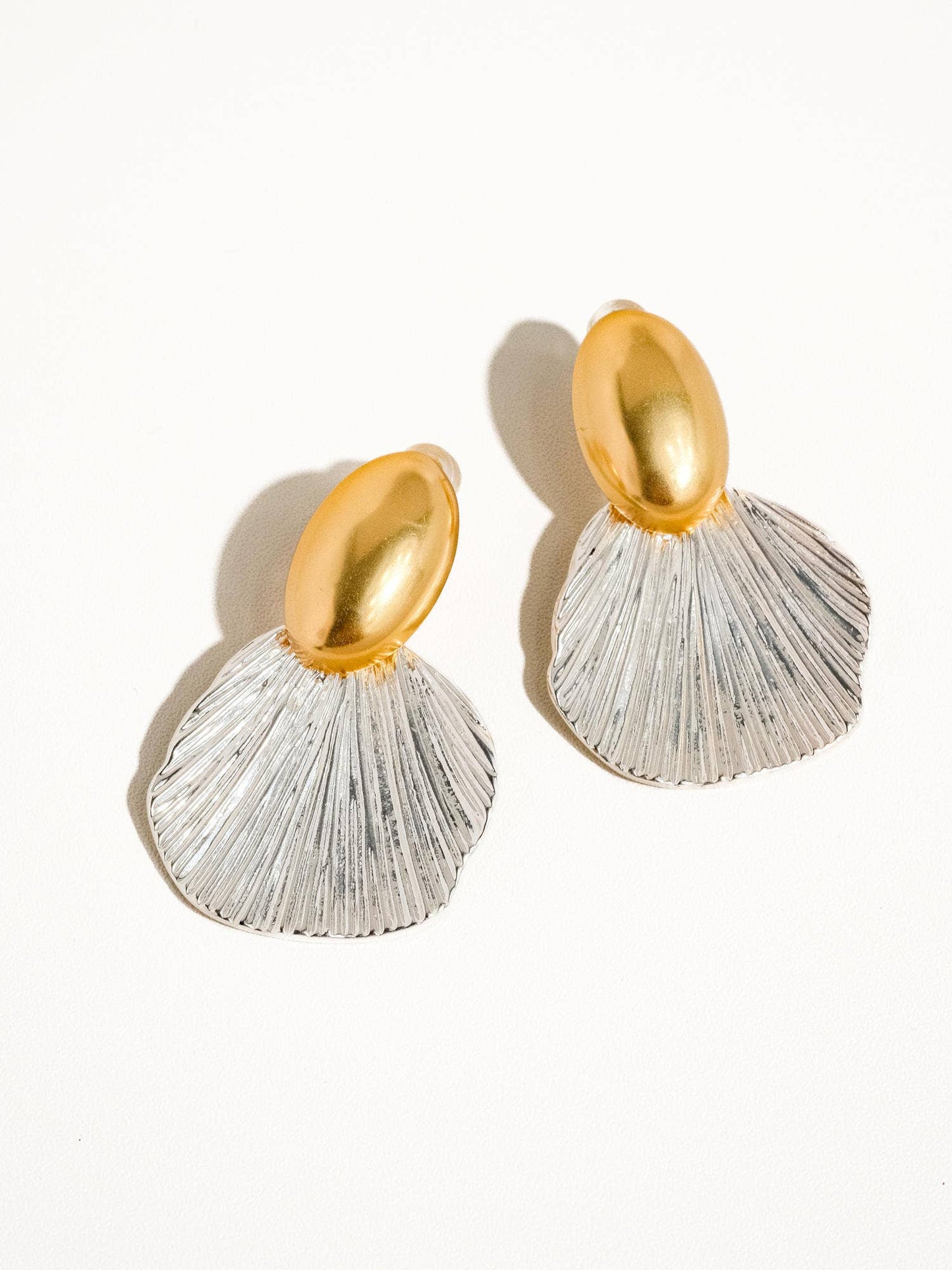 Giselle 18K Vintage Gold Dipped Shell Earrings: Silver