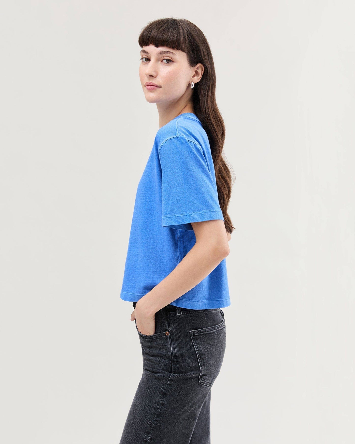 Relaxed Crop Tee - Pop Blue