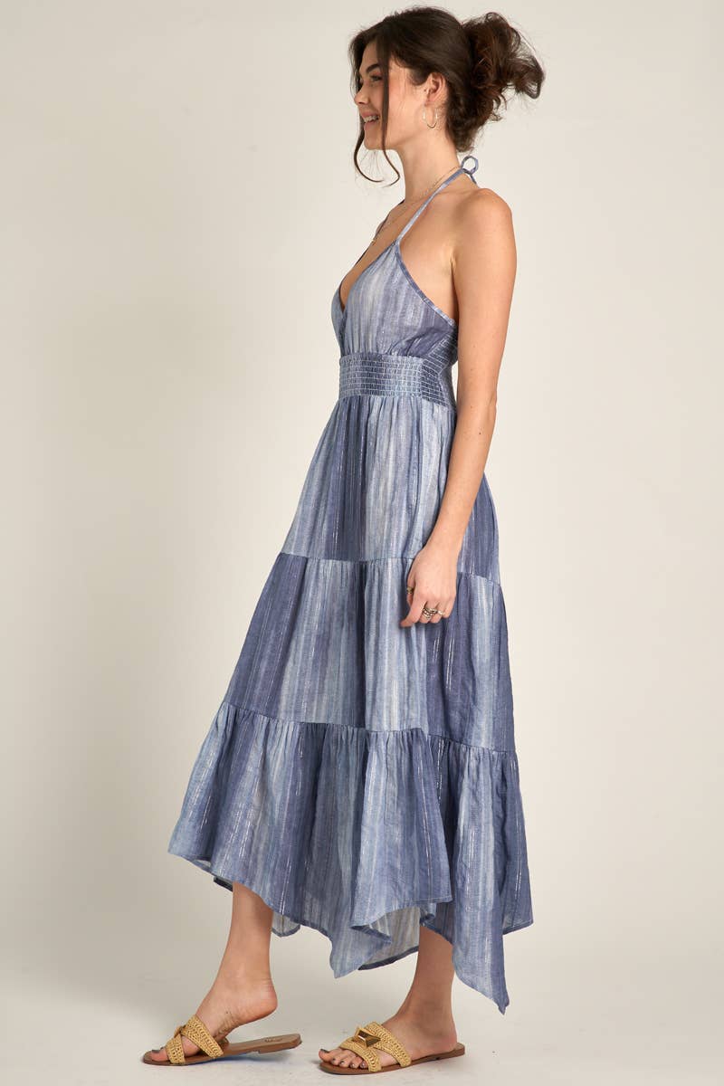 Bella Halter Neck Tiered Maxi Dress