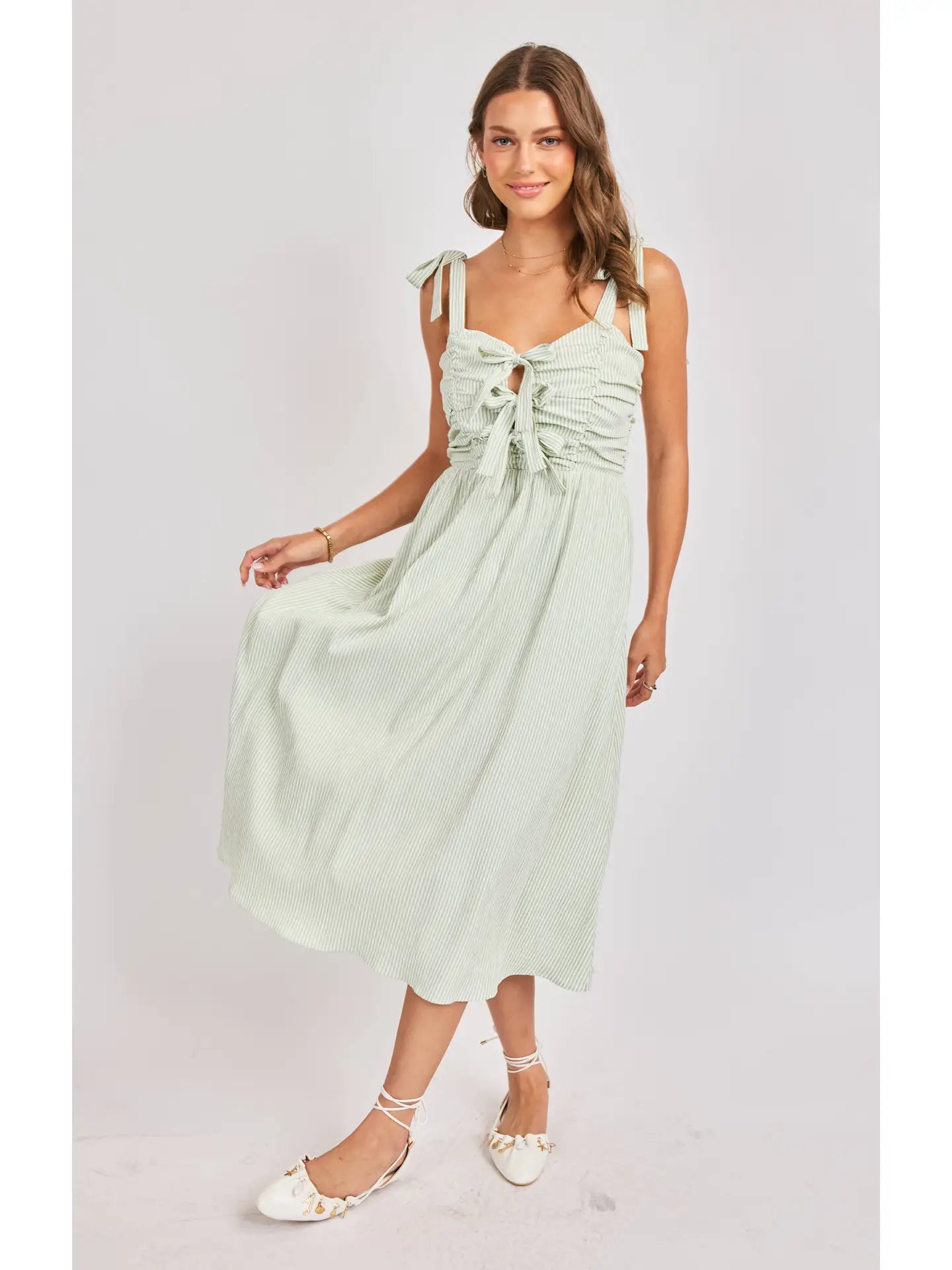 See Me Striped Midi Dress