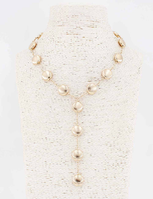 Y Drop Gold Disc Necklace