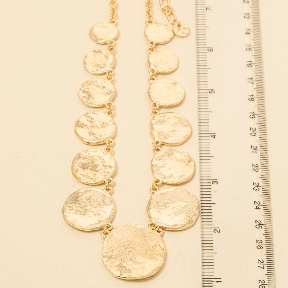 Large Textured Coins Statement Necklace