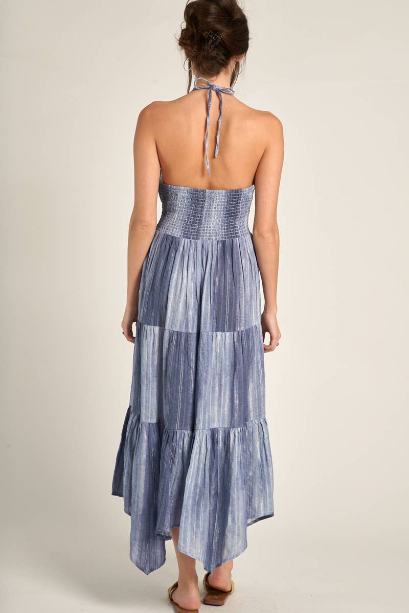 Bella Halter Neck Tiered Maxi Dress