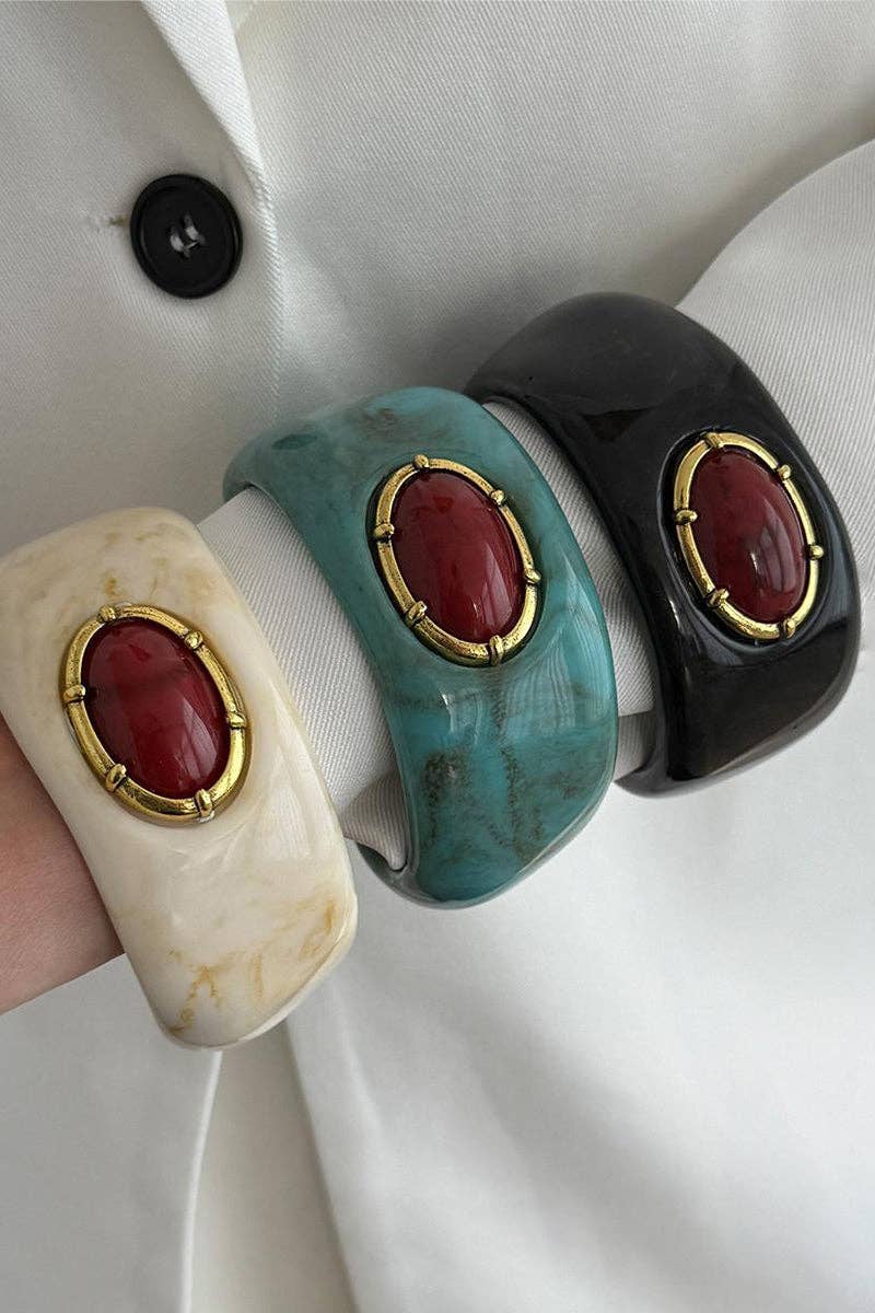 Elegant Stone-Accent Bangle - 3 Colors