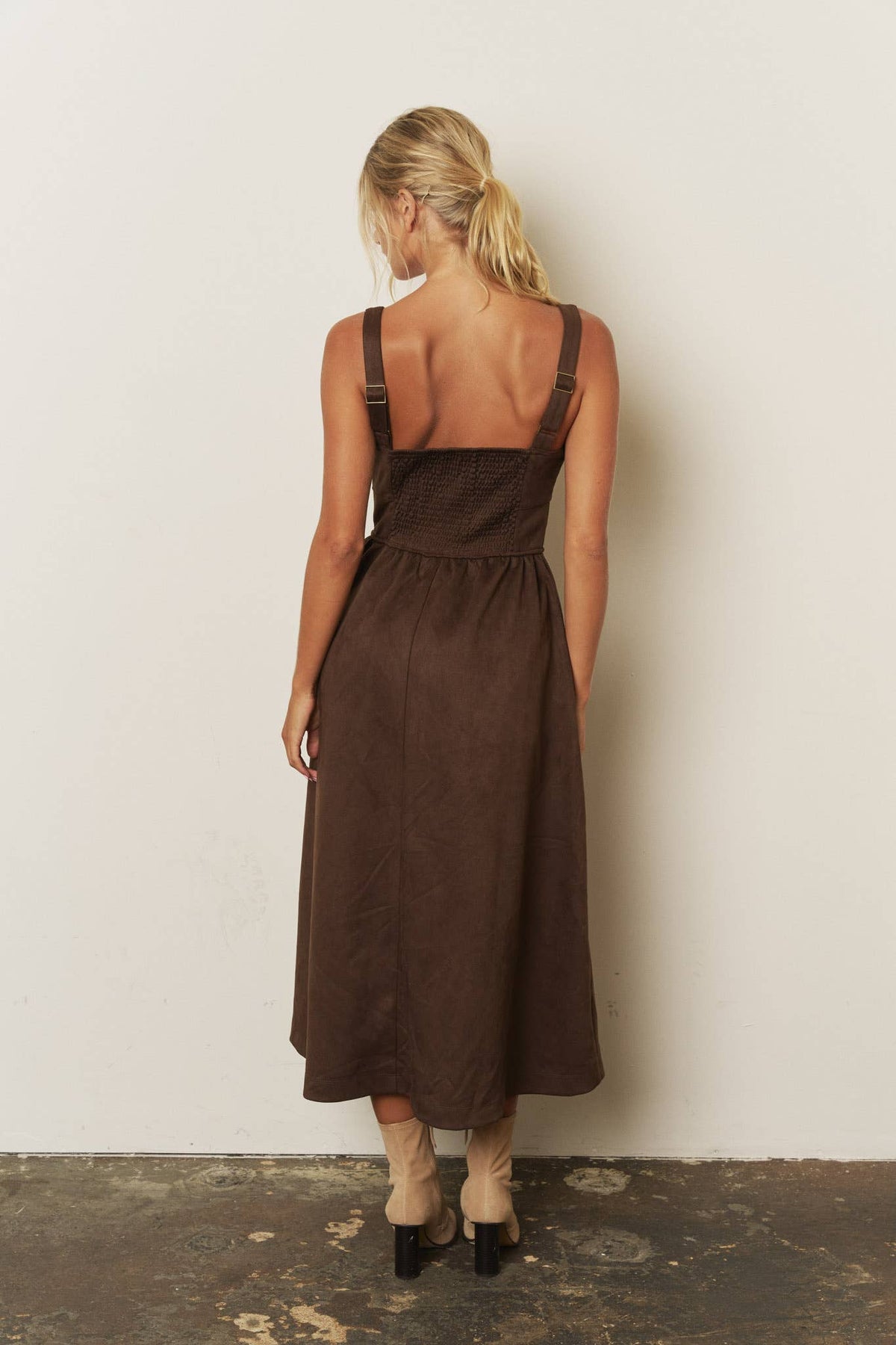Suede Espresso Lace Up Dress