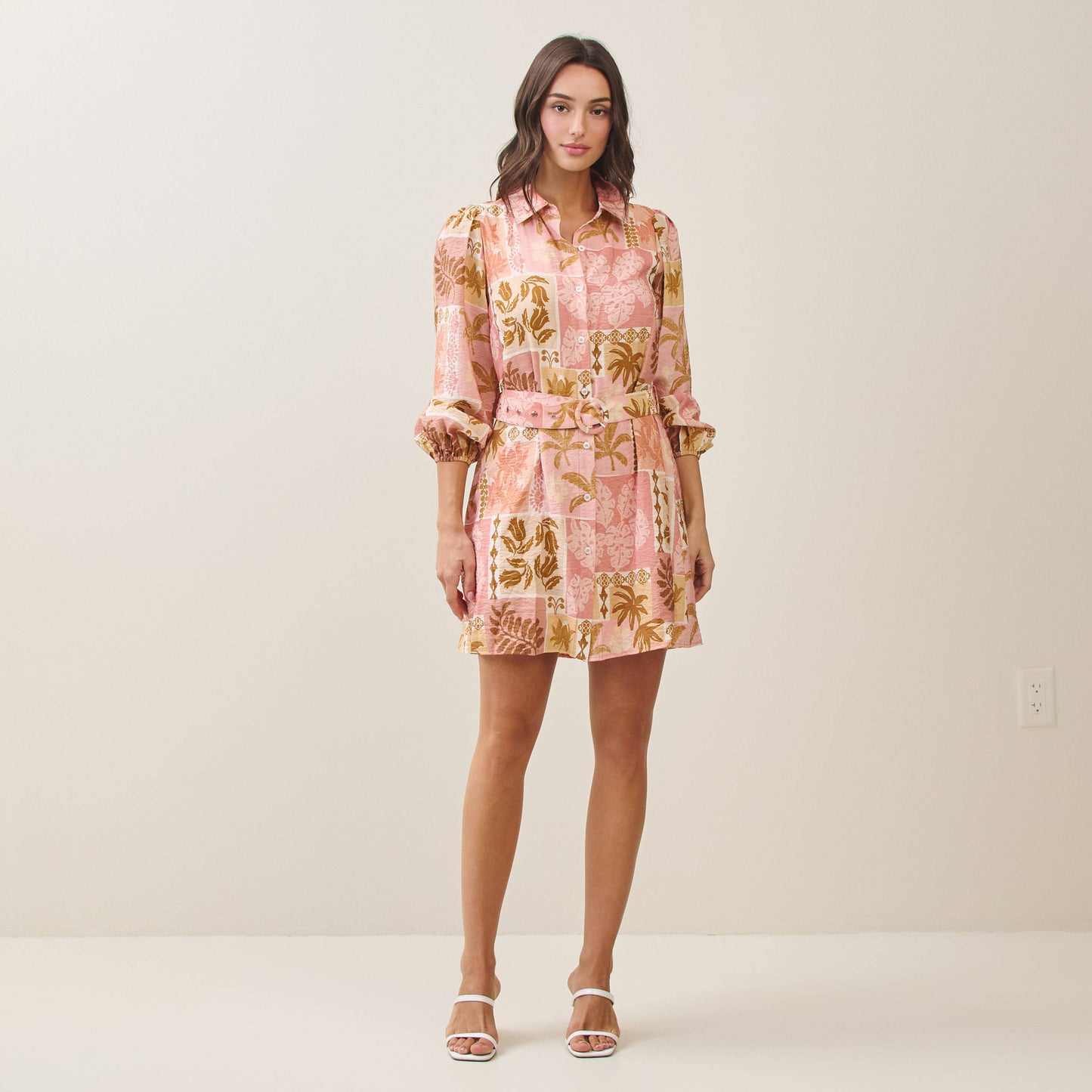 Tropical Belted Mini Dress
